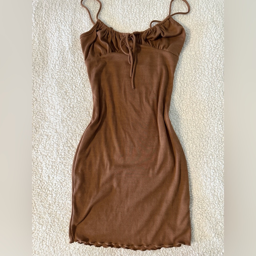 Chic Strapless Brown Dress